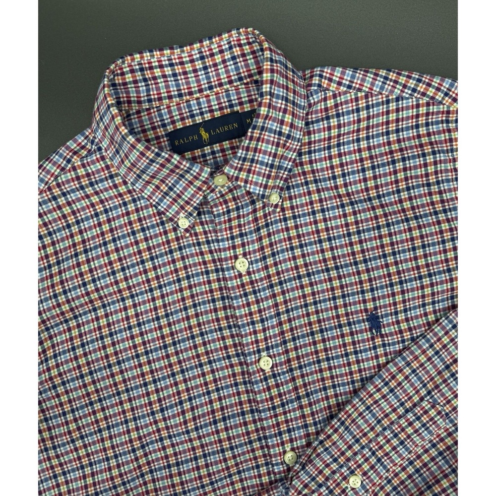 Polo Ralph Lauren Men's M Multicolor Plaid Cotton Shirt Long Sleeve Button Down